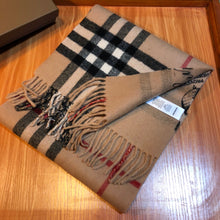 Load image into Gallery viewer, CLTH347 BUR Montage Check Wool Cashmere Reversible Scarf
