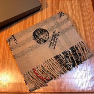 CLTH347 BUR Montage Check Wool Cashmere Reversible Scarf