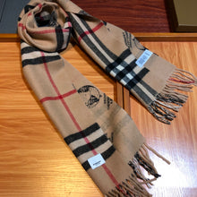 Load image into Gallery viewer, CLTH347 BUR Montage Check Wool Cashmere Reversible Scarf
