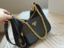 Load image into Gallery viewer, PD273 Re-Nylon and Brushed Leather Mini-bag / 8.6x7.6x2.3inch
