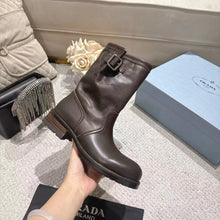 Load image into Gallery viewer, SE1762 Prada 26SS Stacked Western Buckle Biker Ankle Boots / Size 5-11
