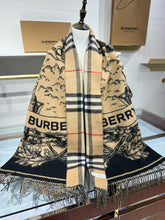 Load image into Gallery viewer, JW1462 Burberry Equestrian Knight Double-Sided Cashmere Shawl / 210×50cm
