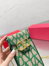 Load image into Gallery viewer, VLTN086 LOCÒ TOILE ICONOGRAPHE PHONE CASE WITH CHAIN / W3.9xH7.0xD1.6 in.
