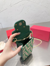 Load image into Gallery viewer, VLTN086 LOCÒ TOILE ICONOGRAPHE PHONE CASE WITH CHAIN / W3.9xH7.0xD1.6 in.

