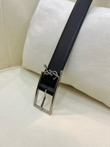 BL214 YSK New Cassandre Buckle Belt in Smooth Leather / 20mm/30mm