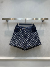 Load image into Gallery viewer, CLTH385 Monogram Denim Mini Shorts
