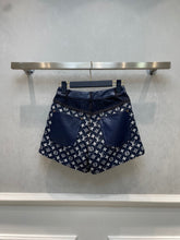Load image into Gallery viewer, CLTH385 Monogram Denim Mini Shorts

