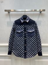Load image into Gallery viewer, CLTH388 LB Monogram Denim Midi Shirt
