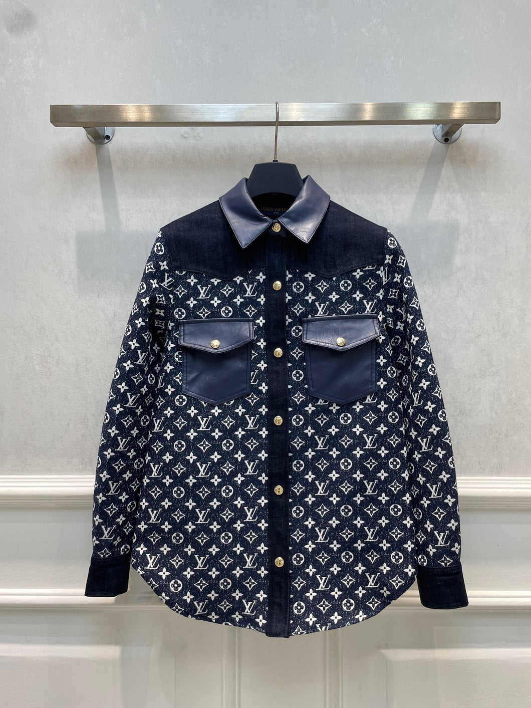 CLTH388 LB Monogram Denim Midi Shirt