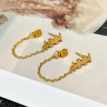 Load image into Gallery viewer, JW831 CL Triomphe Chain Earrings in Brass with Gold Finish
