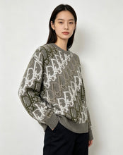 Load image into Gallery viewer, CLTH495 Dior 26FW Oblique Jacquard Knit Sweater / 100% Wool / Grey-Olive-White / Unisex
