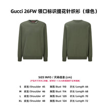 Load image into Gallery viewer, CLTH499 Gucci 2026 Fall-Winter Knit Top / Green / Silk-Cotton Blend / Intarsia Collar Logo
