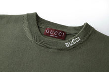 Load image into Gallery viewer, CLTH499 Gucci 2026 Fall-Winter Knit Top / Green / Silk-Cotton Blend / Intarsia Collar Logo
