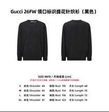 Load image into Gallery viewer, CLTH500 Gucci 2026 Fall-Winter Knit Top / Black / Silk-Cotton Blend / Intarsia Collar Logo（副本）
