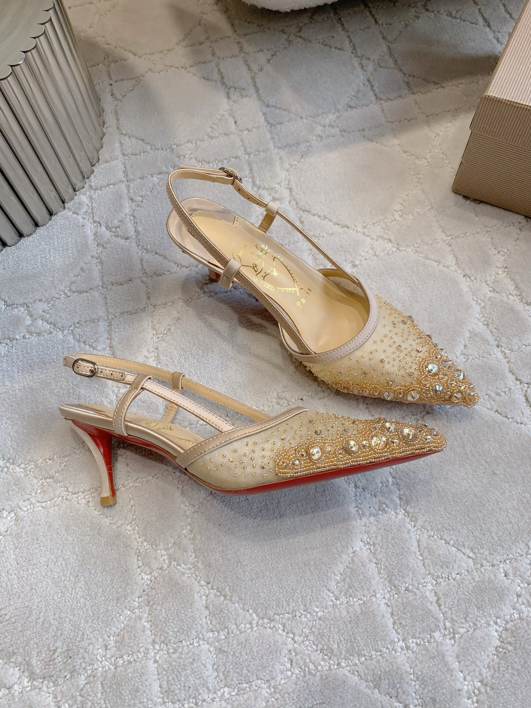 SE1696 Christian Louboutin Miss Z Sling Sparkling / Size4-12