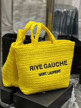 Load image into Gallery viewer, YSK255 Rive Gauche Supple Tote Bag in Raffia Crochet / HIGHEST QUALITY VERSION / 15 x 13.8 x 5.7 inches
