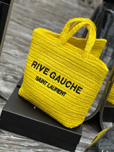 Load image into Gallery viewer, YSK255 Rive Gauche Supple Tote Bag in Raffia Crochet / HIGHEST QUALITY VERSION / 15 x 13.8 x 5.7 inches
