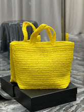 Load image into Gallery viewer, YSK255 Rive Gauche Supple Tote Bag in Raffia Crochet / HIGHEST QUALITY VERSION / 15 x 13.8 x 5.7 inches

