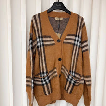 Load image into Gallery viewer, CLTH356 Check Mohair Wool Blend Cardigan / SizeS/M/L
