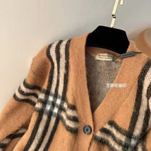 Load image into Gallery viewer, CLTH356 Check Mohair Wool Blend Cardigan / SizeS/M/L
