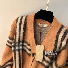 Load image into Gallery viewer, CLTH356 Check Mohair Wool Blend Cardigan / SizeS/M/L
