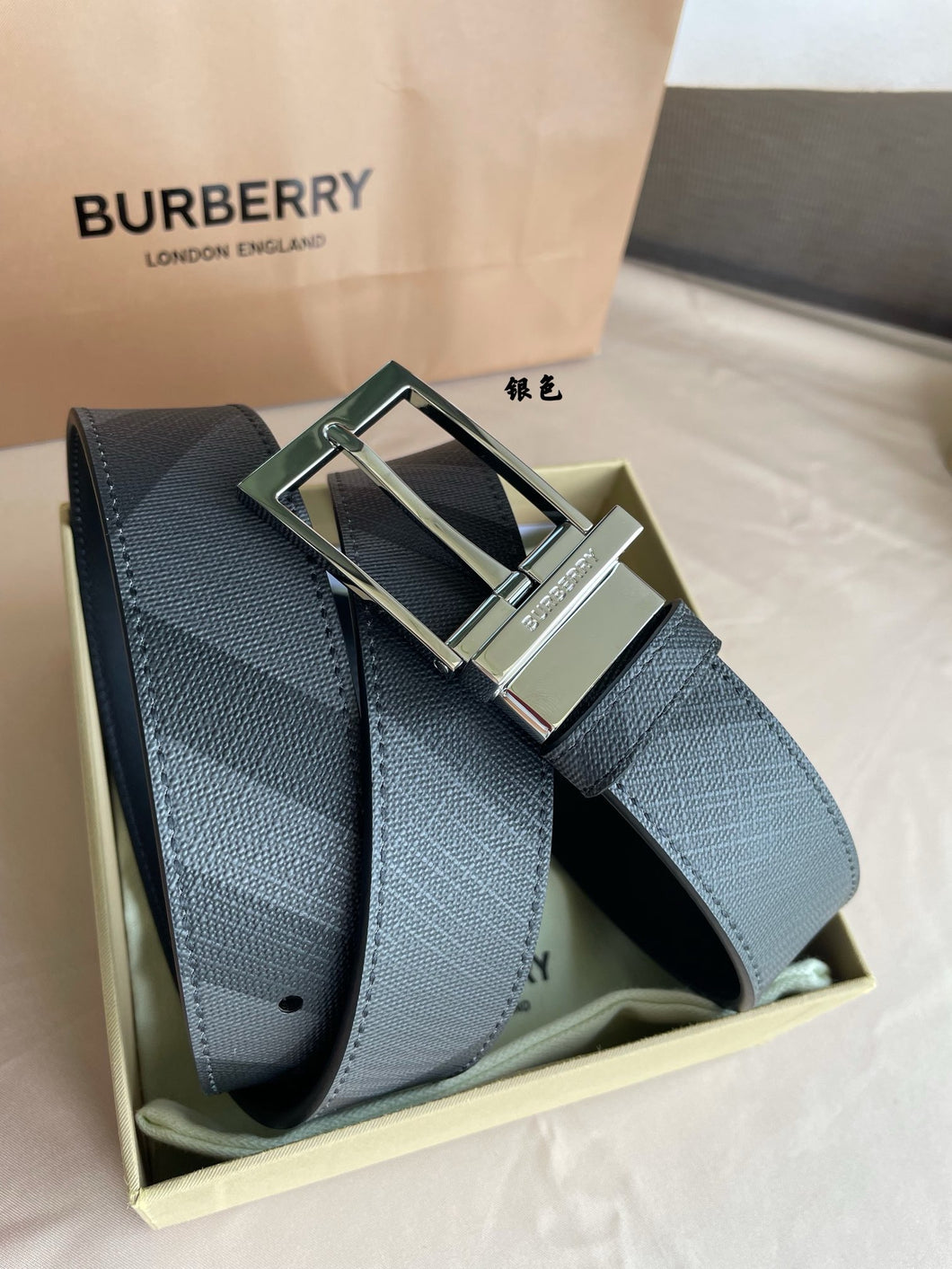 BL254 Burberry Check Belt 35mm