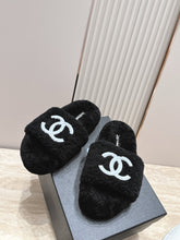 Load image into Gallery viewer, SE1772 Chanel Shearling Closed-Toe Mule Slides / Wool Upper / Sizes 5–11
