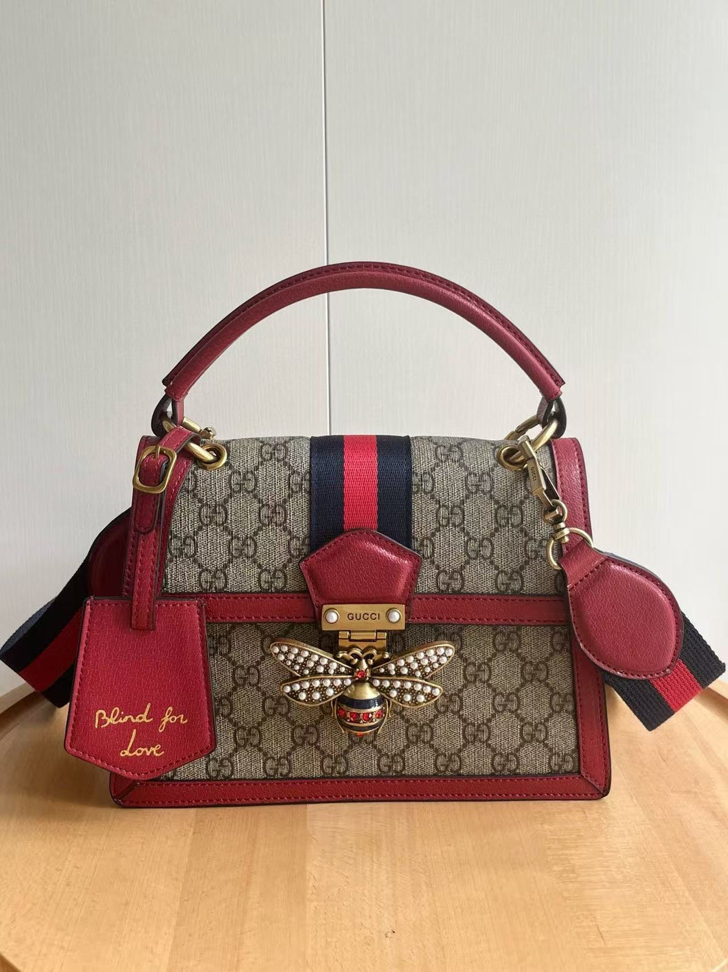 GC745 Gucci Queen Margarent Top Handle Bag / 9.8x6.7x4.7inch