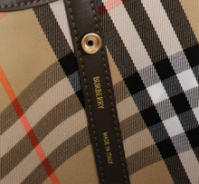Load image into Gallery viewer, BUR140 Checkered Tote with Leather Trim / 16.1x9.4x10.2inch / HIGHEST QUALITY VERSION
