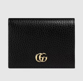 GC419 Black Leather Card Case Wallet / 4.3x6.9inch
