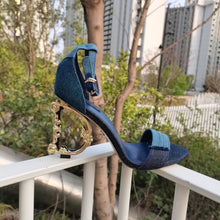 Load image into Gallery viewer, SE540  Size5-11   Heels:10.5cm Material: Denim Lining: Sheep skin Sole: Italian leather
