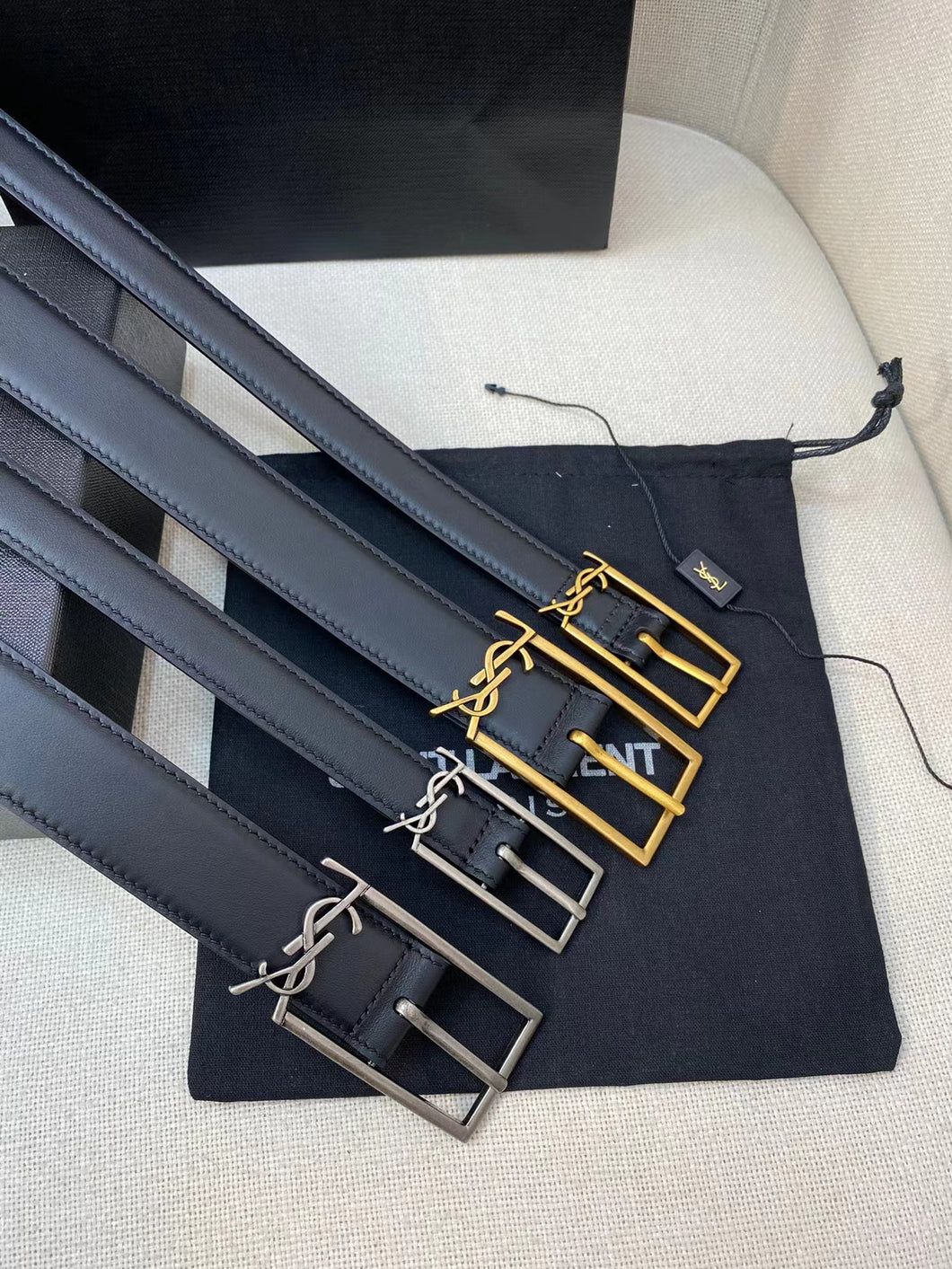 BL194 YSL New Cossandre Buckle Belt in Smooth Leather/ 20mm, 30mm