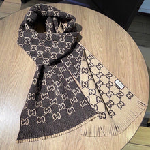 Load image into Gallery viewer, CLTH313 GG Jacquard Knit Scarf with Tassels / 13.4&quot;W X 76.4&quot;L
