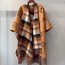 Load image into Gallery viewer, CLTH267 Reversible GG Wool Cape / 57&quot;W x 72.8&quot;L
