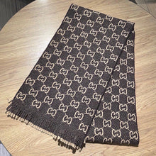 Load image into Gallery viewer, CLTH313 GG Jacquard Knit Scarf with Tassels / 13.4&quot;W X 76.4&quot;L
