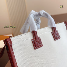 Load image into Gallery viewer, BUR105 Two-tone Canvas and Leather Mini/Small Freya Tote
