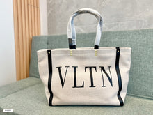 Load image into Gallery viewer, VLTN073 SMALL VLTN PRINT CANVAS TOTE BAG / W14.6xH11xD5.5 in
