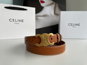 BL174 CLE Triomphe Belt in Smooth Calfskin Black/Brown