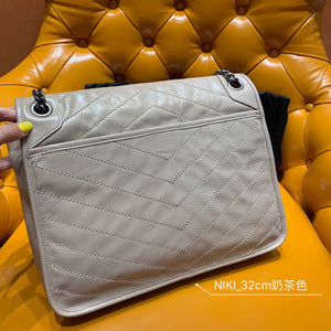 YSK196 Niki medium chain bag in crinkled vintage leather / HIGHEST QUALITY VERSION /11 x 7.8 x 3.3 INCHES