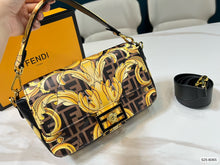 Load image into Gallery viewer, FF142 Fendi x Versace Leather Baguette Bag / 10.2x5.5x1.5inch
