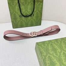 Load image into Gallery viewer, BL197 GG Leather belt with pearl Double G / 30mm
