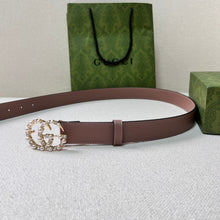 Load image into Gallery viewer, BL197 GG Leather belt with pearl Double G / 30mm
