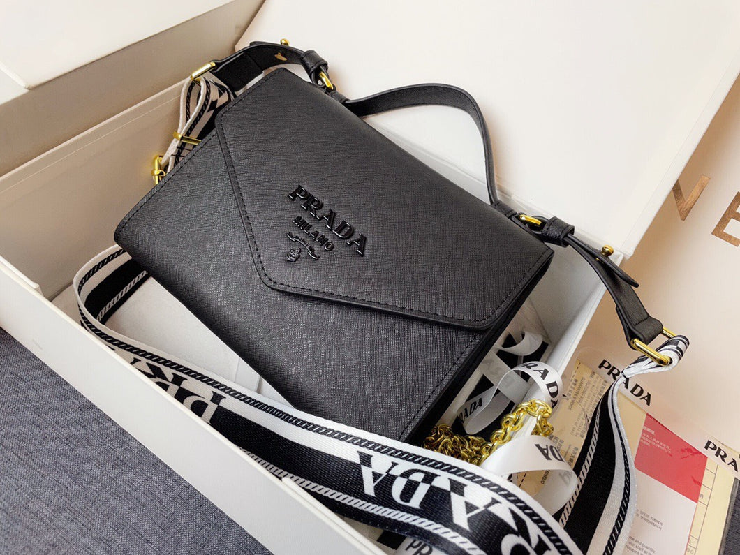 PD204 Monochrome Saffiano and Leather Bag / 8.3x5.5x2.5inch