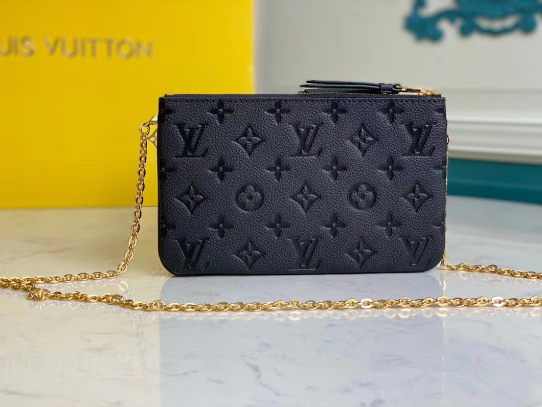 LB651 Double Zip Pochette / 7.9 x 4.9 x 1.2 inches