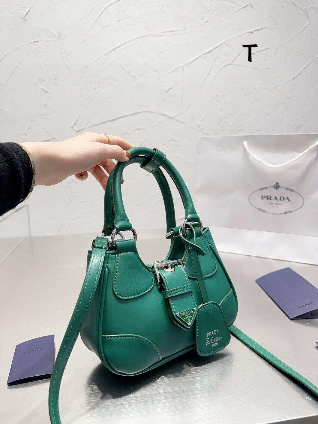 PD182 Prada Moon Leather Bag / 8.8x6.3x2.9inch