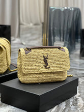 Load image into Gallery viewer, YSK185 Niki Medium Chain Bag in Raffia and Leather / HIGHEST QUALITY VERSION
