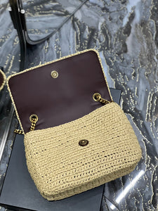 YSK185 Niki Medium Chain Bag in Raffia and Leather / HIGHEST QUALITY VERSION