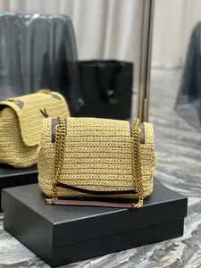 YSK185 Niki Medium Chain Bag in Raffia and Leather / HIGHEST QUALITY VERSION