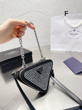 Load image into Gallery viewer, PD184 Embellished Satin and Leather mini-pouch / 5.9x3.9inch
