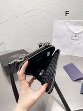 Load image into Gallery viewer, PD184 Embellished Satin and Leather mini-pouch / 5.9x3.9inch
